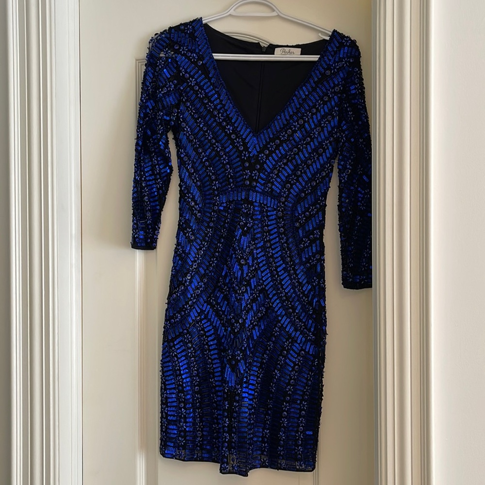 Blue Parker sequin beaded dress